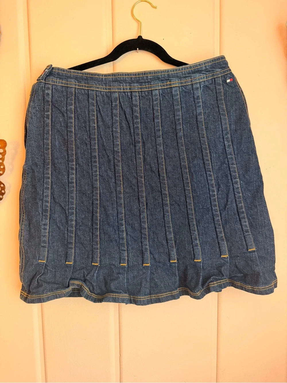 Tommy Hilfiger Dark Blue Pleated Denim Mini Skirt sz8